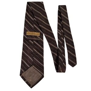 Nubio Silk Stripe Necktie Mens Formal Business Accessory Dark Brown 58 Inches